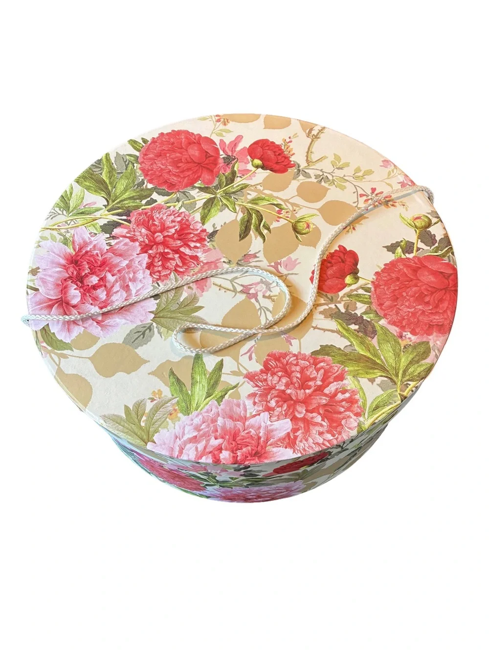 Vintage Paula Scaletta Tri-Coastal Floral Hat Box 16” Decorative Storage